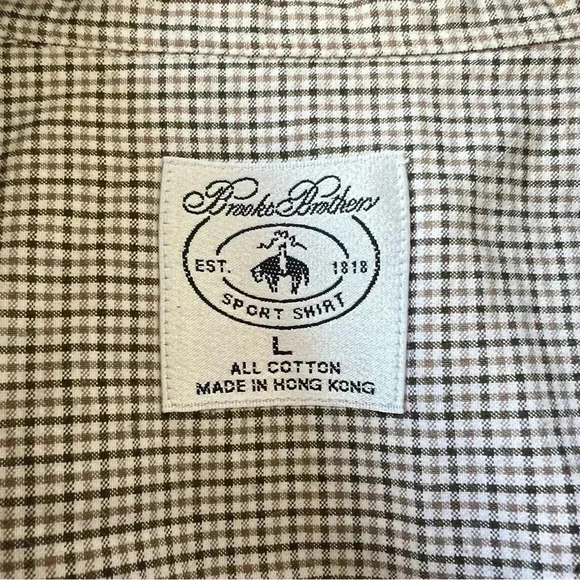 Vintage Brooks Brothers Button Down Sport Shirt - Beige - Size L - Picture 6 of 7